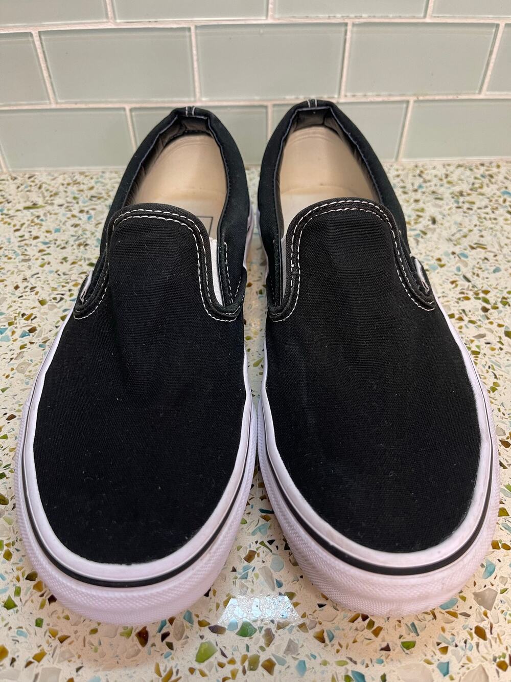 Vans Black Canvas Classic Slip On Skate Shoes Mens Size 6.5 Womens Size 8 Clean